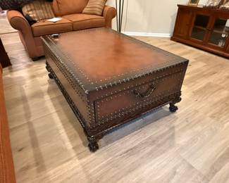 Ralph Lauren oversized rectangular leather topped coffee table
