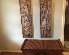 Rattan chest and large wall plaques