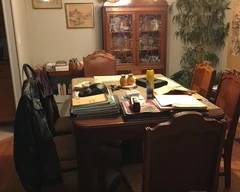 Antique dining room table with chairs
