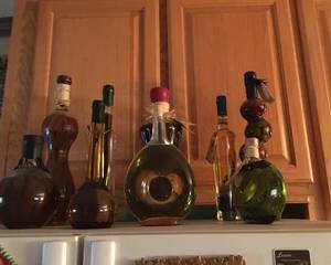 multiple vinegar decorative bottles