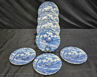 Myott Royal Mail Blue Stagecoach 7 Saucers