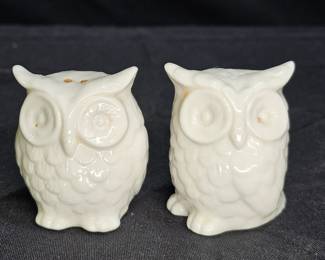 Porcelain Owl Salt and Pepper Shakers