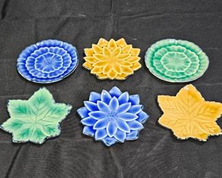 6 Kotobuki Flower & Leaf Motif Plates