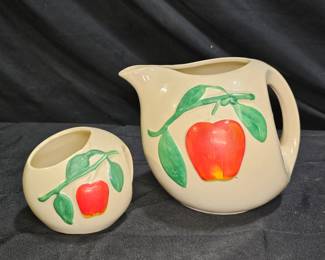 Vintage 1940's Pippin Apple Sugar Bowl & Pitcher