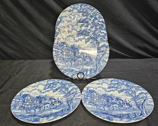 Myott Royal Mail Blue Stagecoach 5 Dinner Plates