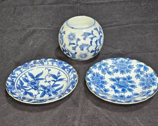Blue & White Porcelain Trinket Dishes & Votive