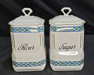  Vintage Victoria China Flour & Sugar Canisters