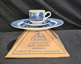 3 Piece Set Churchill Classic Blue Willow