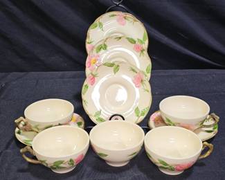 Franciscan Desert Rose 5 Tea Cups & Saucers