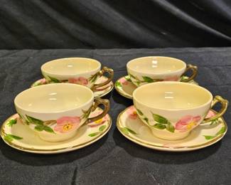 Franciscan Desert Rose 4 Tea Cups & 4 Saucers