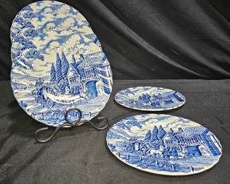 Myott Royal Mail Blue Stagecoach 5 Salad Plates