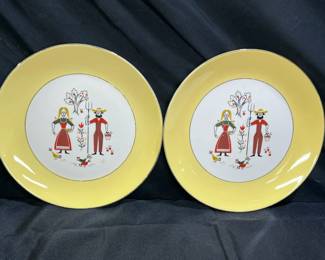 2 Homer Laughlin Farmer & Wife 10" Plates
