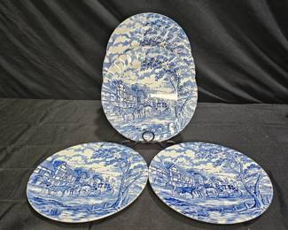 Myott Royal Mail Blue Stagecoach 5 Dinner Plates