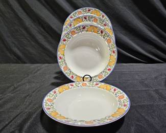 4 Dansk Fiance Fruits Flat Soup Bowls