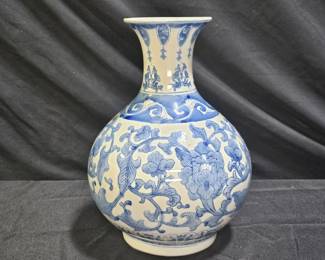 Blue & White Chinoiserie Floral Vase