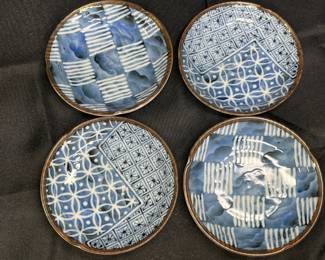 4 Imari Ware Blue & White Small Dishes