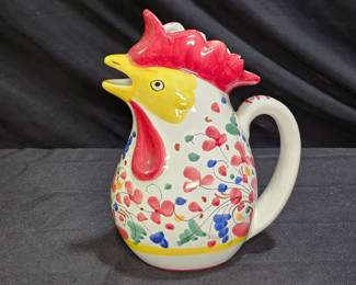Vtg Deruta Pottery Rooster Water Pitcher