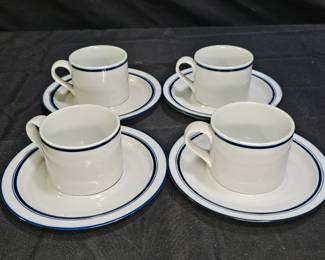 Set of 4 Dansk Bistro Mugs and Saucers