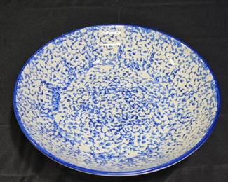 Crate & Barrel Blue Spongeware Pasta Bowl
