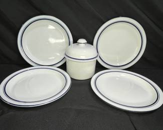 4 Dansk Christianshavn Blue Bread Plates & Sugar  