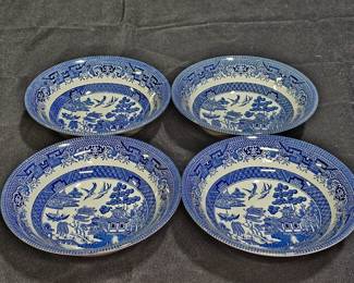 Churchill Blue Willow 4 Cereal Bowls