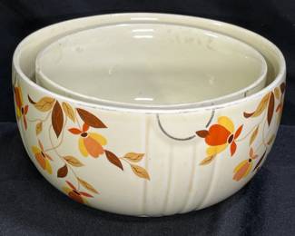 2 Hall's Superior Autumn Leaf Mixing Bowls
