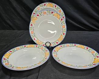 4 Dansk Fiance Fruits Flat Soup Bowls