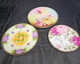 3 Antique Nippon Floral Design Plates