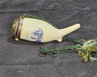 Delft Porcelain Smoking Pipe with Lid Bowl