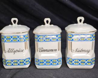3 Vintage Victoria China Spice Canisters