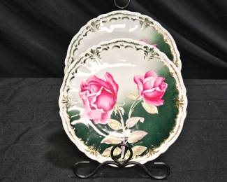 2 Weimar Rose & Gold Porcelain Bread Plates