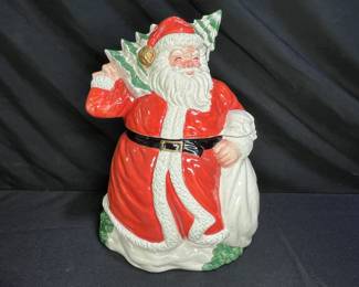 1989 OCI Omnibus Fitz & Floyd Santa with tree Cookie Jar    