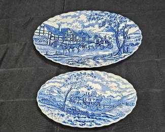 Myott Royal Mail Blue Stagecoach Sm & Lg Platters