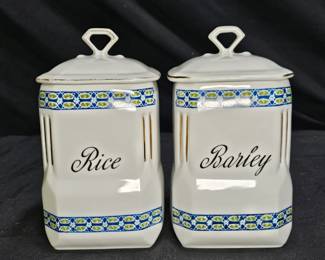 Vintage Victoria China Rice & Barley Canisters