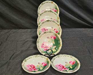 6 Weimer Rose & Gold Porcelain Berry Bowls