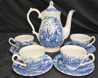 Myott Royal Mail Blue Stagecoach Coffee Service