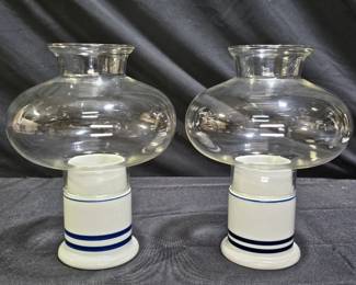 Pair of Dansk Hurricane Lamps with Globes
