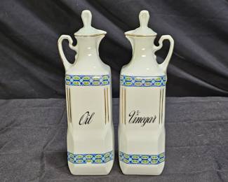 Vintage Victoria China Oil & Vinegar Cruets