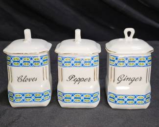 3 Vintage Victoria China Spice Canisters