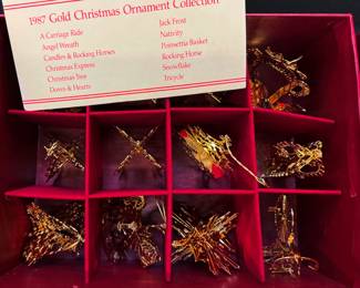 1987 Danbury Mint Gold Christmas Ornaments