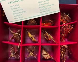 1988 Danbury Mint Gold Christmas Ornaments