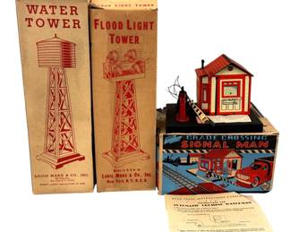 Marx Toys Signal Man, Water Tower and Flood Light Tower