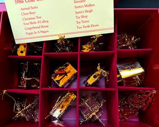 1986 Danbury Mint Gold Christmas Ornaments