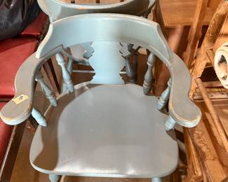 2 Blue captain chairs. 