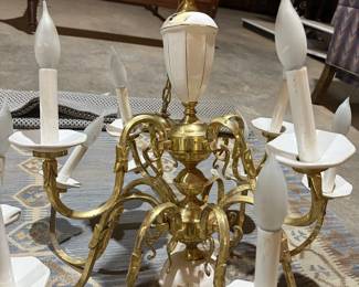 Milk glass and brass chandelier!