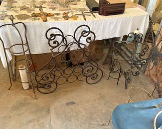 Crosses, wine rack, metal holders for pies!