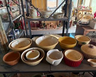 Stoneware bowls and vintage bowls.