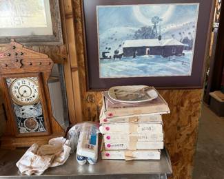 Painting and collectible plates.