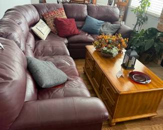 Burgundy Leather Sectional Sofa