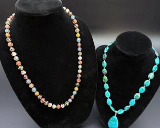 Vibrant Stauer Necklaces, Earth Sea Chrysocol Necklace 18 , Raffinato Murano Necklace 25